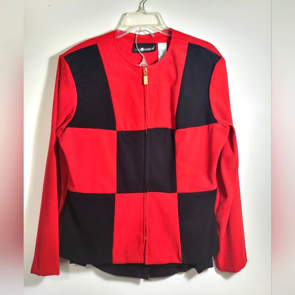 Sag Harbor red & black mini skirt set women's 12 #2348